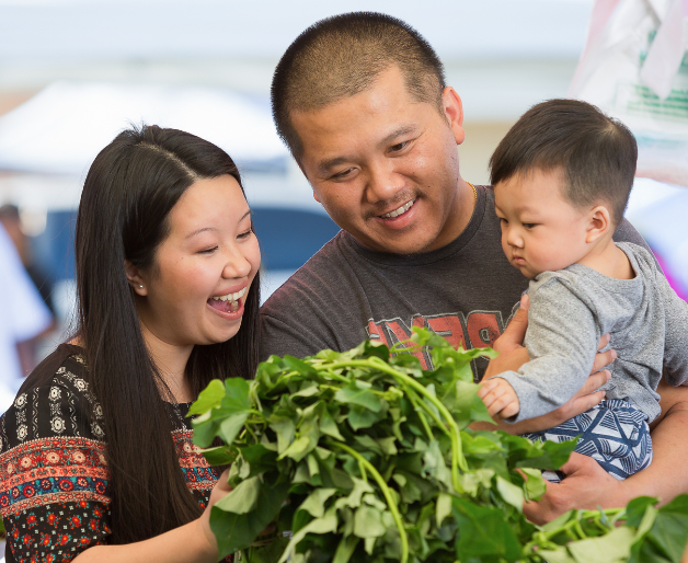 Family with produce