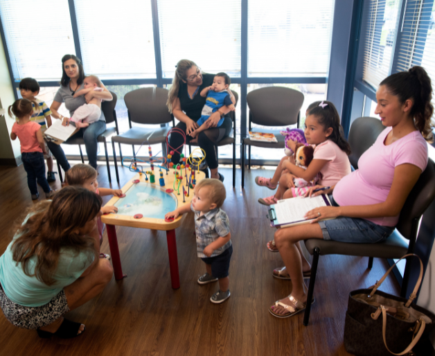 Mother visits clinic